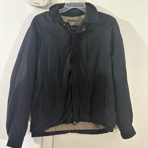 Perry Ellis Portfolio Insulated Windbreaker Jacket Mens XL Black Navy Full Zip